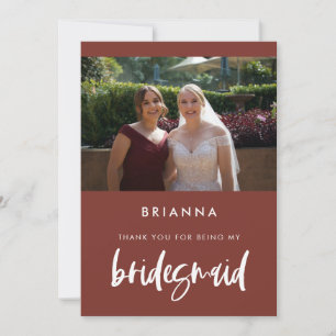 Carte de remerciements Bridesmaid en terre cuite m