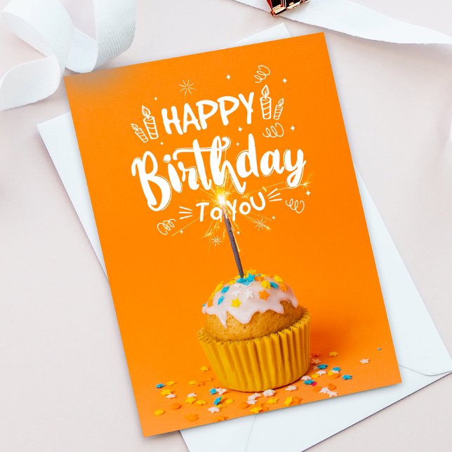 Carte De Remerciements Bright Сupcake Happy Birthday Greeting Card (Créateur téléchargé)