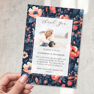 Carte De Remerciements Bright Floral Photo Sympathy Funeral Memorial