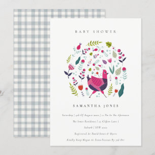 Carte De Remerciements Bright Folk Farm Floral Birdie Baby shower Invitat