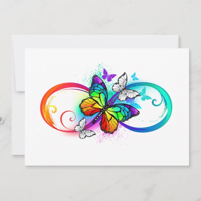 Carte De Remerciements Bright infinity with rainbow butterfly (Devant)