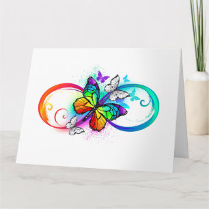 Carte De Remerciements Bright infinity with rainbow butterfly