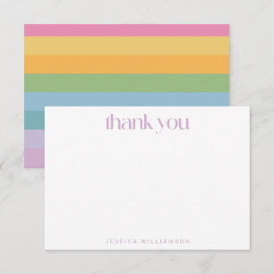 Carte De Remerciements Bright Pastel Stripe violet Baby shower personnali