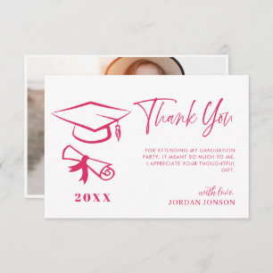 Carte De Remerciements Bright rose minimaliste Moderne Graduation Photo