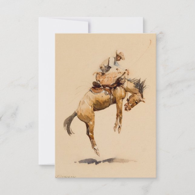 Carte De Remerciements Bronco sauvage d'Edward Borein (Devant)