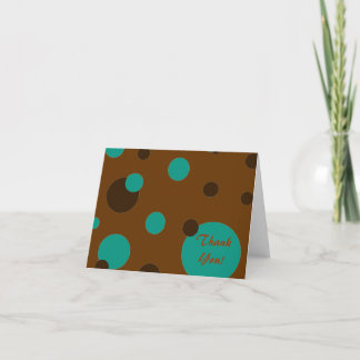 Carte De Remerciements brown and turquoise "Thank You" note cards