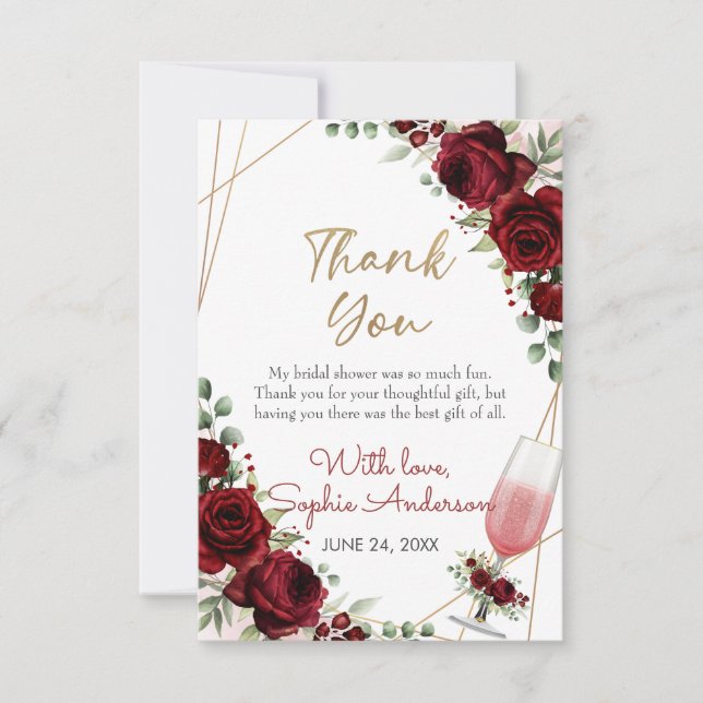 Carte De Remerciements Brunch Bulles de Bourgogne Vin Rose Réception de M (Devant)