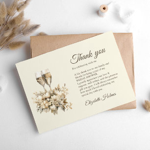 Carte De Remerciements Brunch et Champagne Pétillant Fleurs Réception de