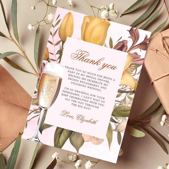Carte De Remerciements Brunch Floral Et Fête des mariées Bubbly (Créateur téléchargé)