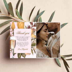 Carte De Remerciements Brunch Floral Et Fête des mariées Bubbly Photo