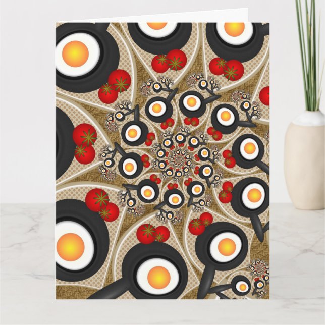 Carte De Remerciements Brunch Fractal Art Funny Food, Tomatoes, Eggs (Devant)