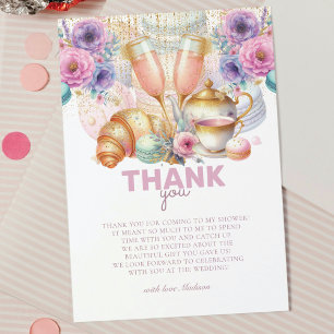 Carte De Remerciements Brunch nuptial Pastel Parties scintillant rose or