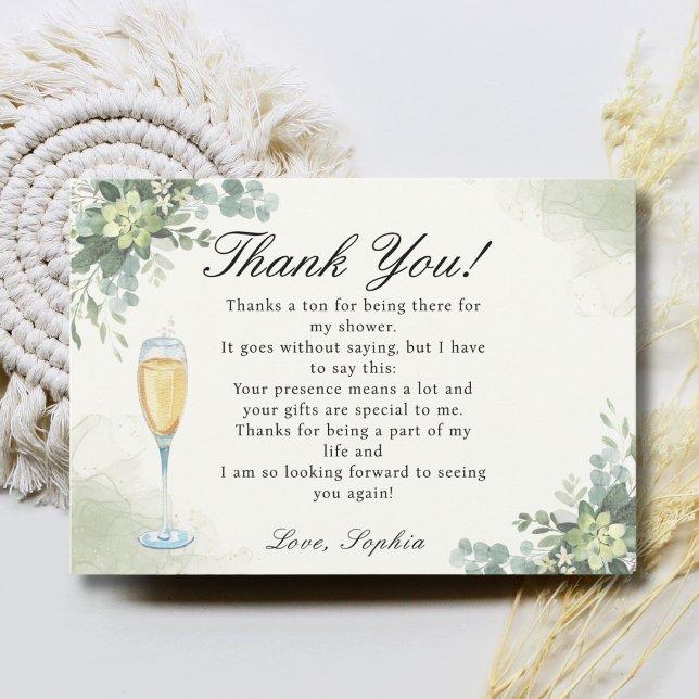 Carte De Remerciements Brunch y Bubbly Glass of Champange  (Créateur téléchargé)