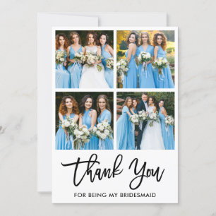 Carte De Remerciements Brush Mariage de script moderne 4 Photo Bridesmaid