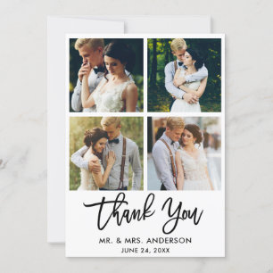Carte De Remerciements Brush moderne Mariage de script 4 Photo