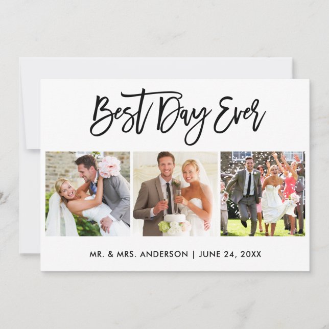 Carte De Remerciements Brush Script Best Day Ever 3 Mariage photo (Devant)