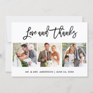 Carte De Remerciements Brush Script Love and Thanks 3 Mariage photo