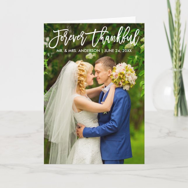 Carte De Remerciements Brush Script Moderne Forever Plier Mariage plaisan (Devant)