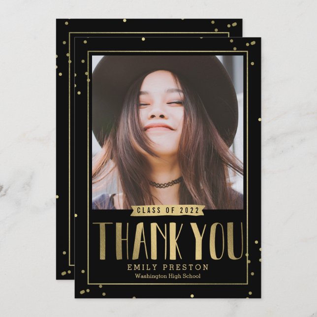 Carte De Remerciements Bubbly Chic Graduation Thank You Note Card (Devant / Derrière)