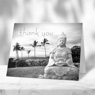 Carte De Remerciements Buddha Hawaii Black White Photo Typographie modern
