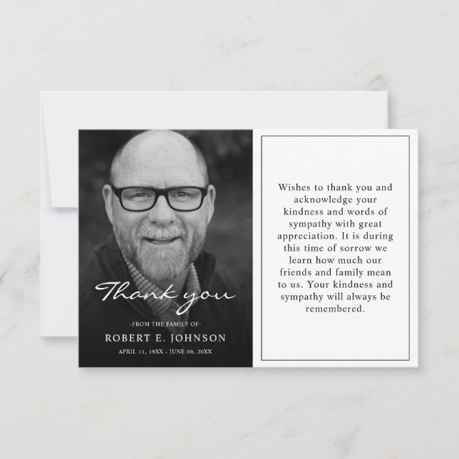 Carte De Remerciements Budget abordable Simple Sympathy Funeral Photo (Devant)