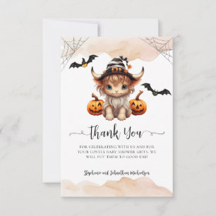 Carte De Remerciements Budget Halloween Citrouille Vache Petit Boo Baby