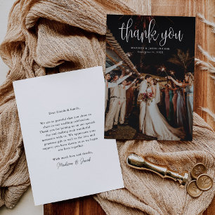 Carte De Remerciements Budget Moderne Calligraphie Script Mariage Photo