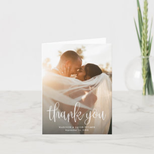 Carte De Remerciements Budget Moderne Calligraphie Script Mariage Photo