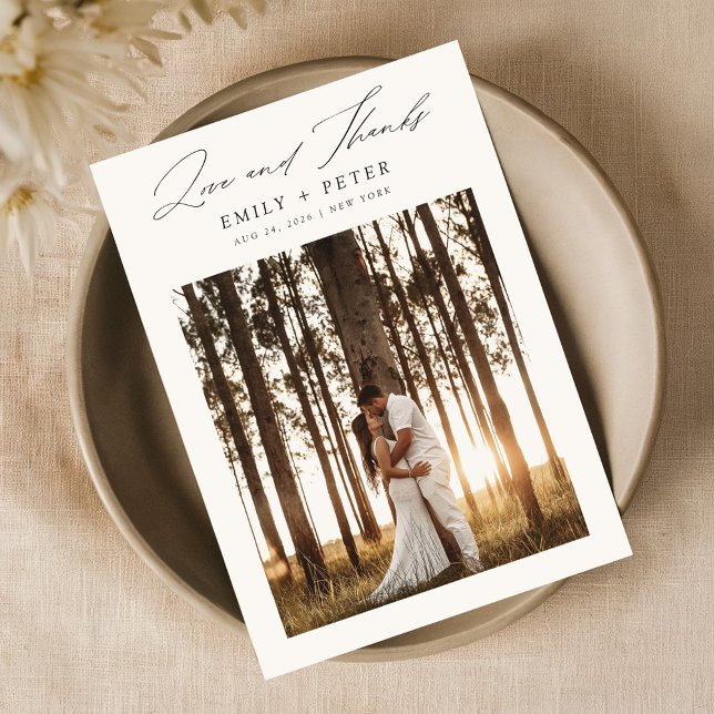 Carte De Remerciements Budget moderne minimaliste 2 Mariage photo (Créateur téléchargé)