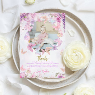 Carte De Remerciements BUDGET Papillon en or Wisteria Enfants Anniversair