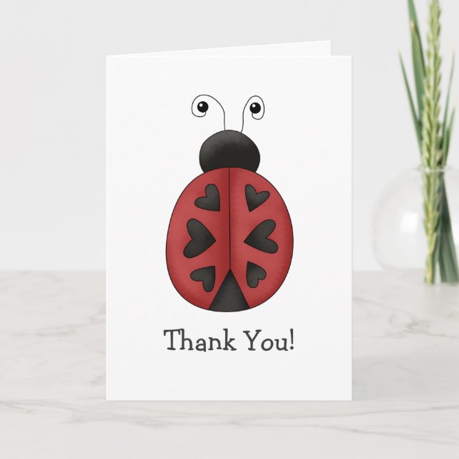 Carte De Remerciements Buggin vous · Coeurs de coccinelle (Devant)