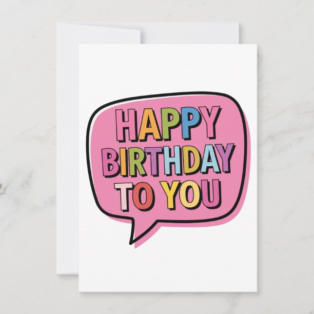 Carte De Remerciements Bulle Joyeux Anniversaire (Devant)