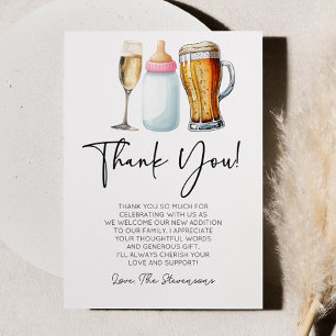 Carte De Remerciements Bulles Bières et Couches Aussi ! Baby Shower
