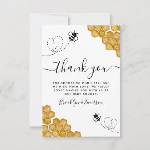 Carte De Remerciements Bumblebee Honeycomb Baby shower