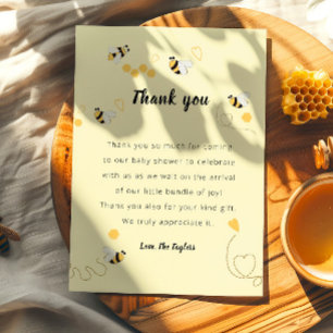 Carte De Remerciements Bumblebee Miel Baby shower neutre selon le sexe