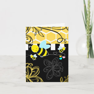 Carte De Remerciements Bumblebee Noir & Jaune Cadeau Baby Shower