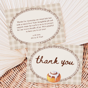 Carte De Remerciements Bun à la Cuisson Gingham Boulangerie Baby Shower 