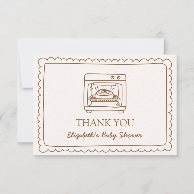 Carte De Remerciements Bun in the Oven Baby Shower Thank you Card (Devant)