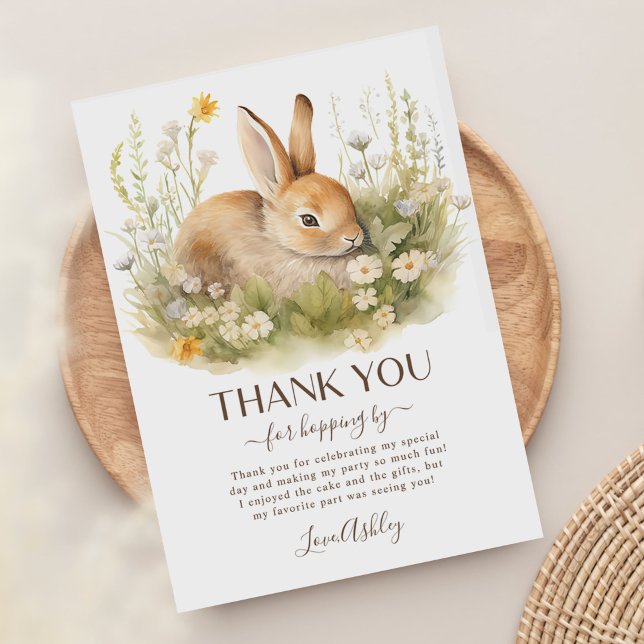 Carte De Remerciements Bunny Rabbit Fille fête d'anniversaire (Créateur téléchargé)