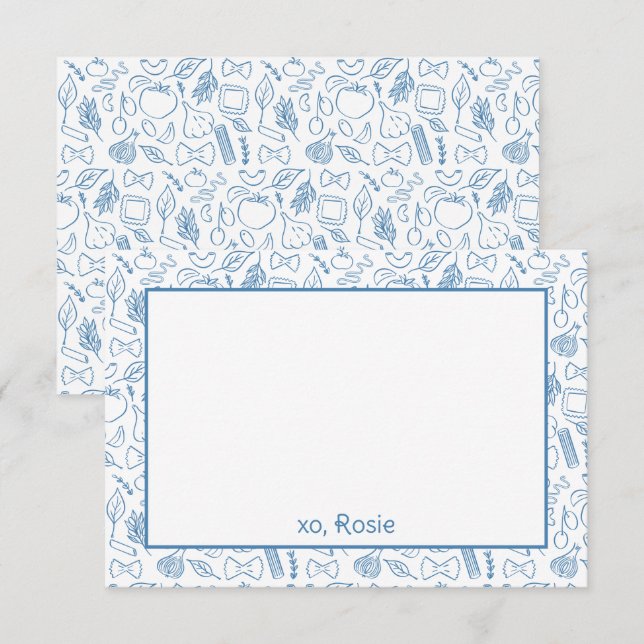 Carte De Remerciements Buon Appetito Pasta Papeterie personnelle ou (Devant / Derrière)