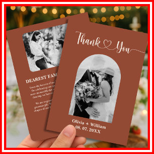 Carte De Remerciements Burange Boho Terracotta Mariage rustique