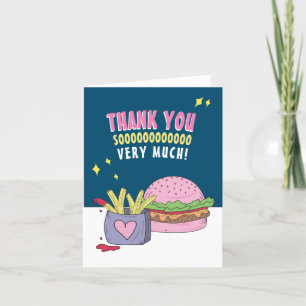 Carte De Remerciements Burger et frites rose fantaisiste