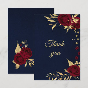 Carte De Remerciements burgundy or floral navy blue