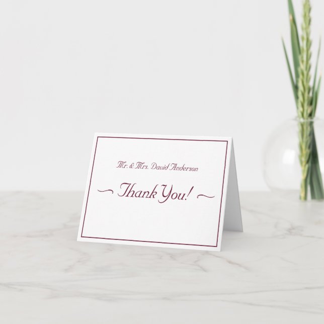 Carte De Remerciements Burgundy Two Hearts Catholic Folded Thank You Card (Devant)