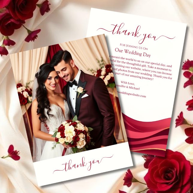 Carte De Remerciements Burgundy Wedding Thank You Card (Burgundy Wedding Thank You Card)