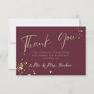 Carte De Remerciements Burgundy wedding thank you cards