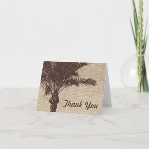 Carte De Remerciements Burlap Palm Tree Brown