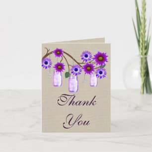 Carte de remerciements Burlap Rustique violet Maso