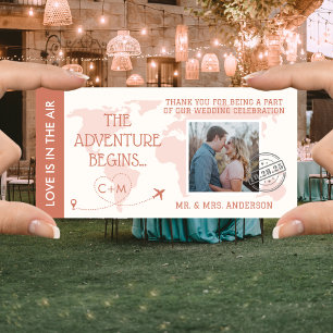 Carte De Remerciements Burnt Orange Boarding Pass Destination Mariage