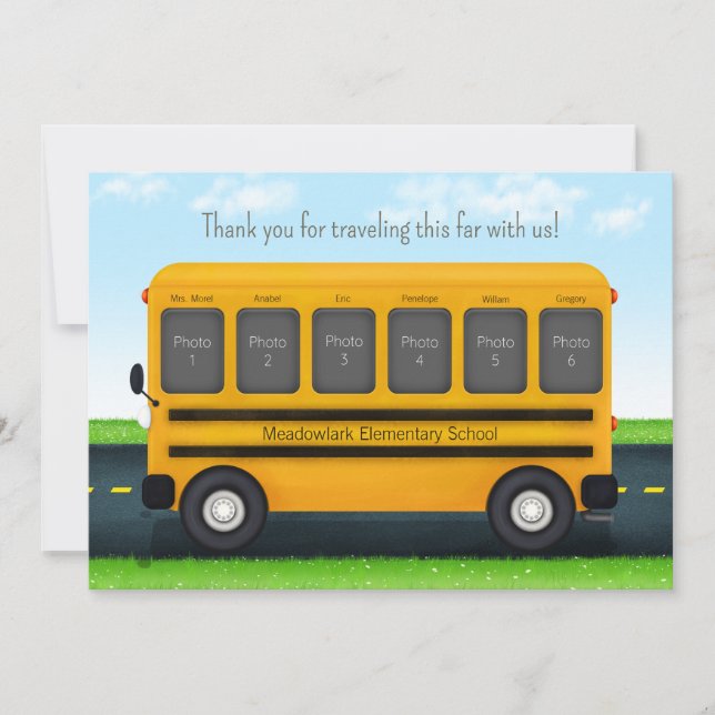 Carte De Remerciements Bus scolaire personnalisé 6 Photos (Devant)
